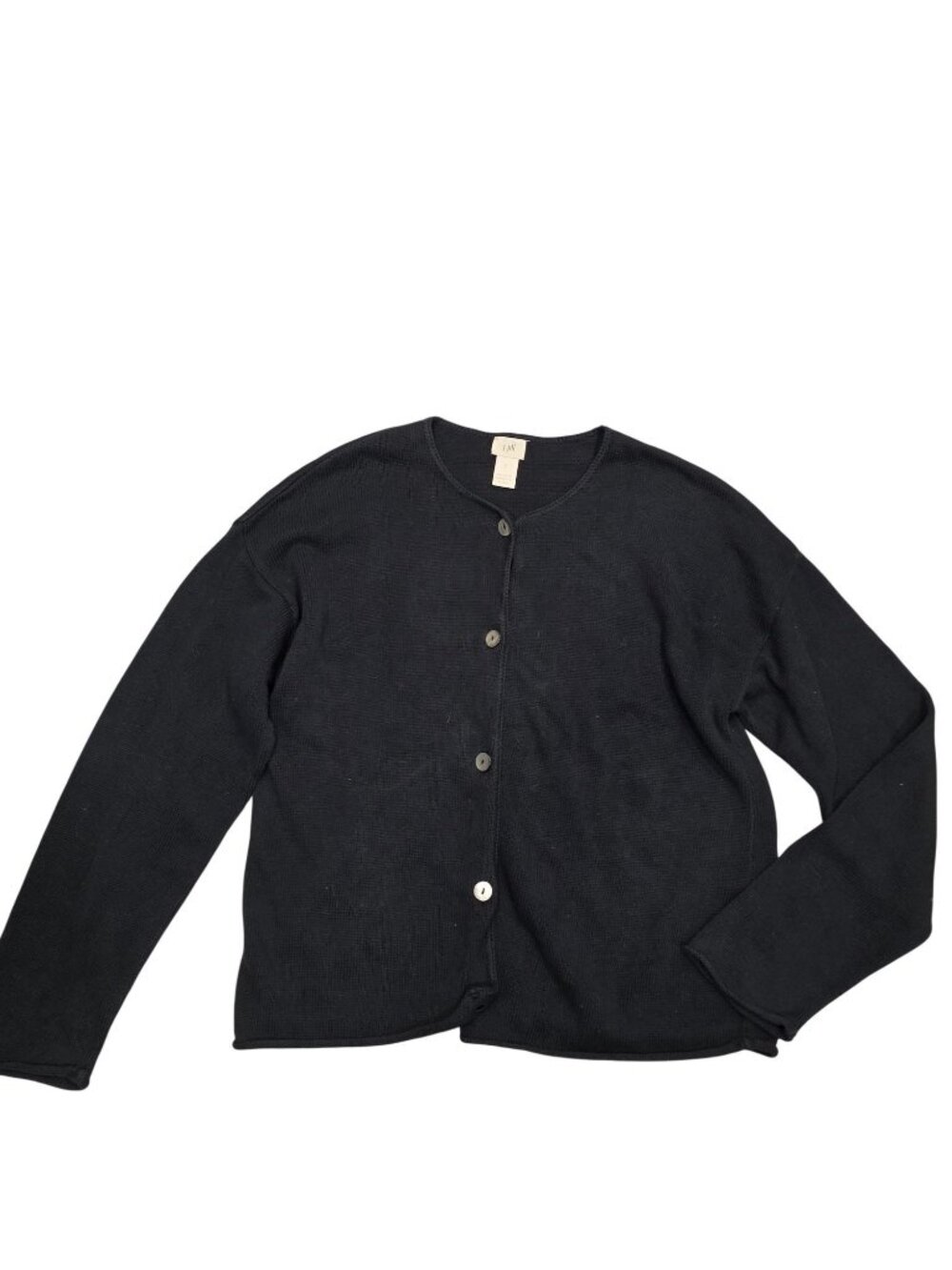 J. Jill Black Button-Front Cotton Cardigan Sweater Small Made In USA